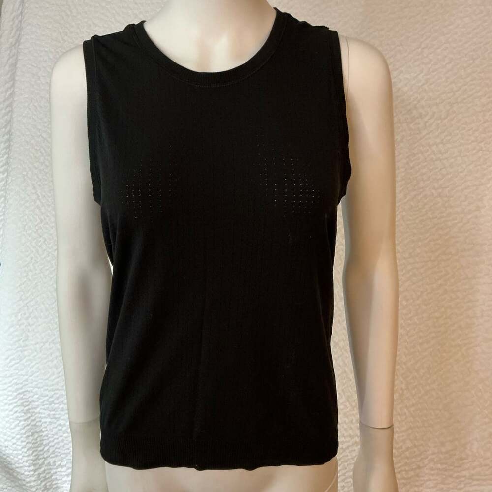 Athleta Tank Top Size S Black Perforated Knit Sleeveless